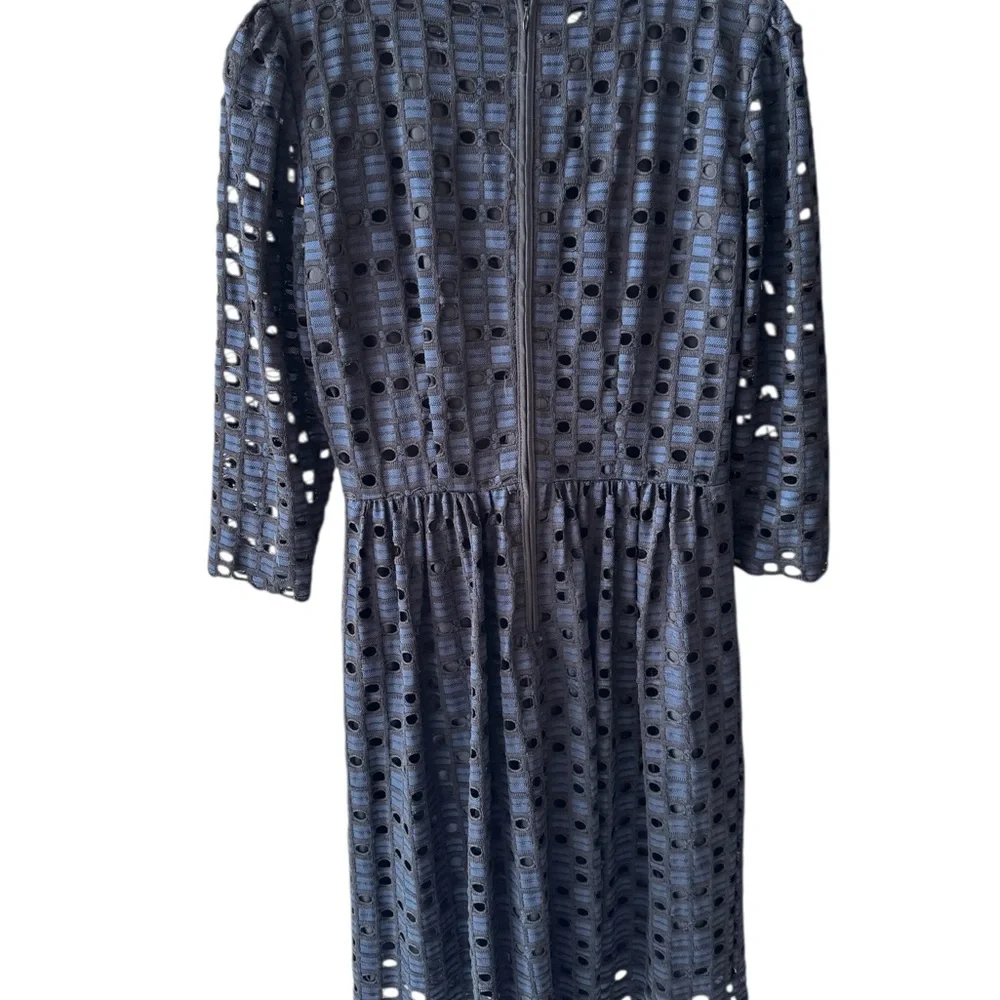 Ann Taylor Blue Eyelet Lace Dress Feminine Classic Elegant A-Line Business